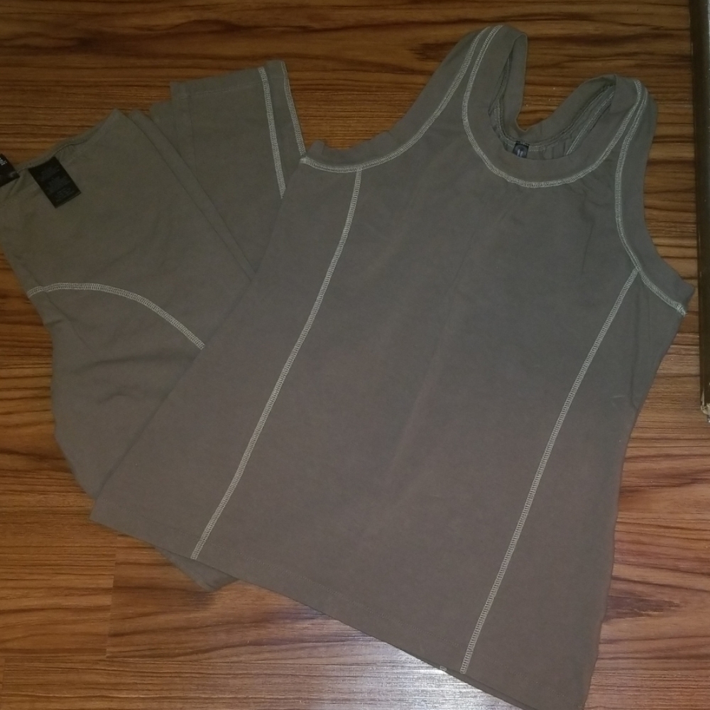 Norma Kamali Olive Green Tank Top and Leggings Set